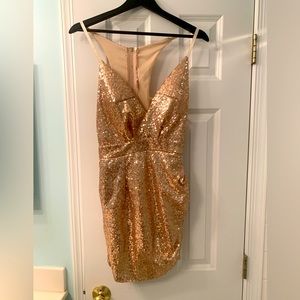 Gold, sequin dress.